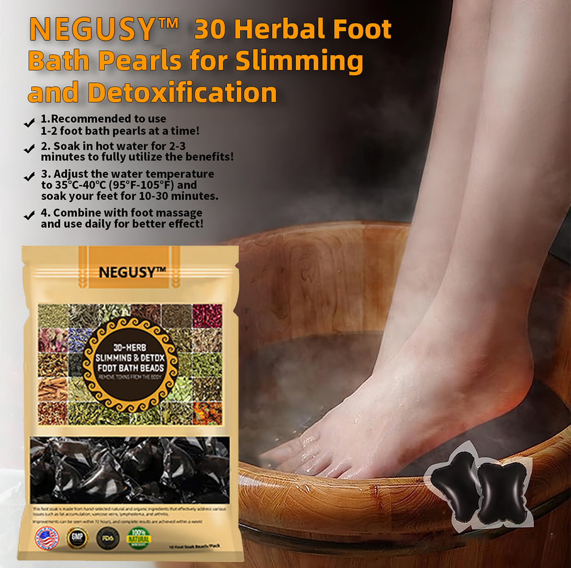 NEGUSYβ’ 30-Herb Slimming & Detox Foot Bath Beads-π¦΅