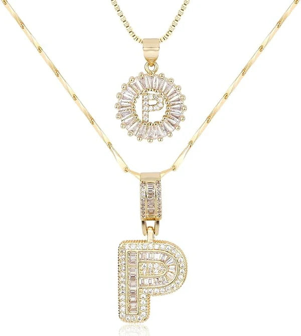 🎁 New Release Mother's Day Gift - 50% Off - Set of 2 - Initial Letter Pendant Necklace