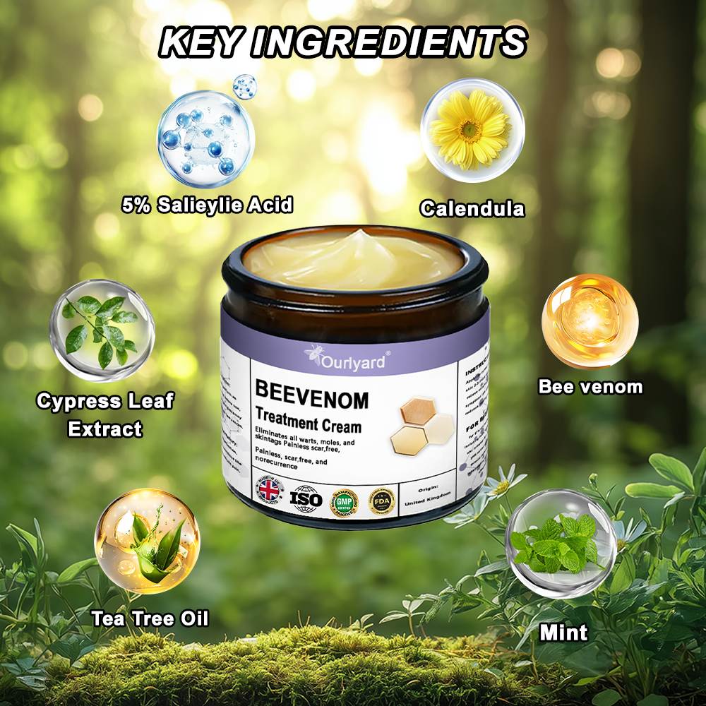 Ourlyard® Bee Venom Skin Treatment Cream👨‍⚕️Treats warts, growths, infections, and scars, smooths uneven skin, and is certified by the British Association of Dermatologists (BAD)