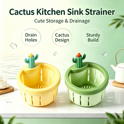 Stop Touching Soggy Sink Scraps –  One-Press Cactus Kitchen Sink Strainer