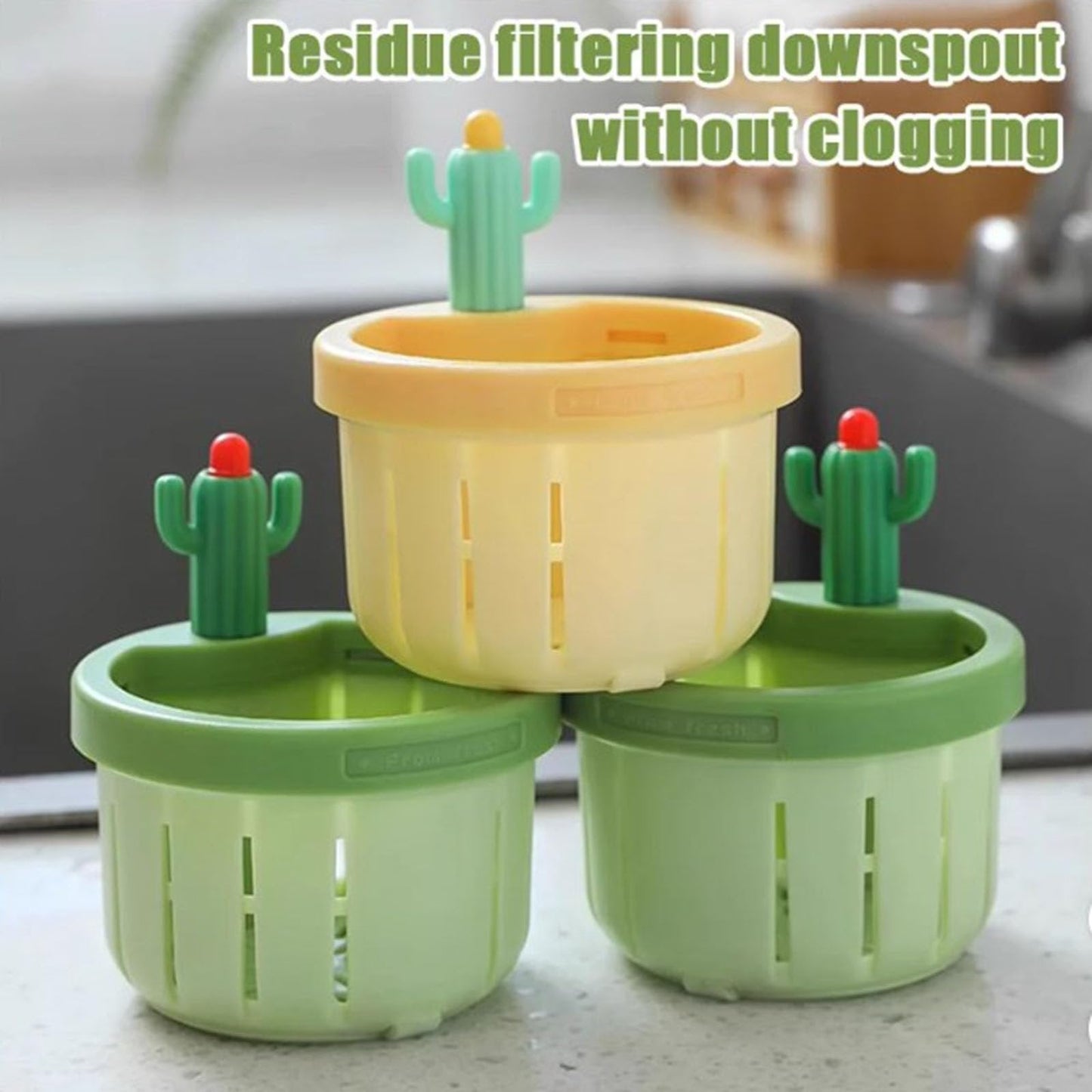 Stop Touching Soggy Sink Scraps –  One-Press Cactus Kitchen Sink Strainer