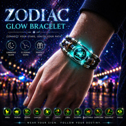 Dark 12 Leather Zodiac Bracelet for Men and Women