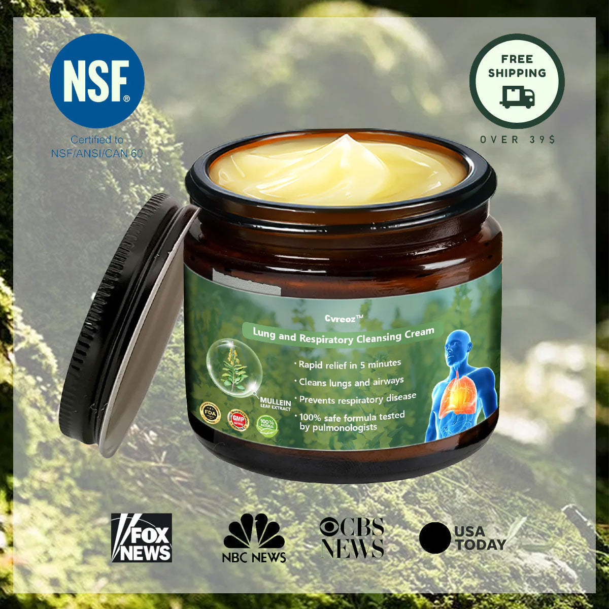 Official Store: Cvreoz™ 𝗠𝘂𝗹𝗹𝗲𝗶𝗻 𝗖𝗹𝗲𝗮𝗿 𝗟𝘂𝗻𝗴 𝗥𝗲𝗽𝗮𝗶𝗿 𝗖𝗿𝗲𝗮𝗺 - American Thoracic Society Endorsed to Support Lung Health👑