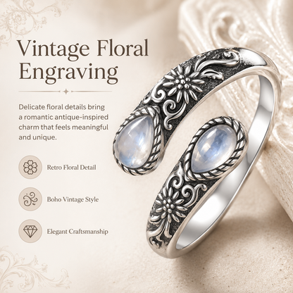 🎁BUY 1 GET 1 FREE 💖| 🌙Moonstone Bloom Ring