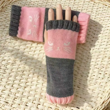 Cute Women’s Knitted Cat Gloves