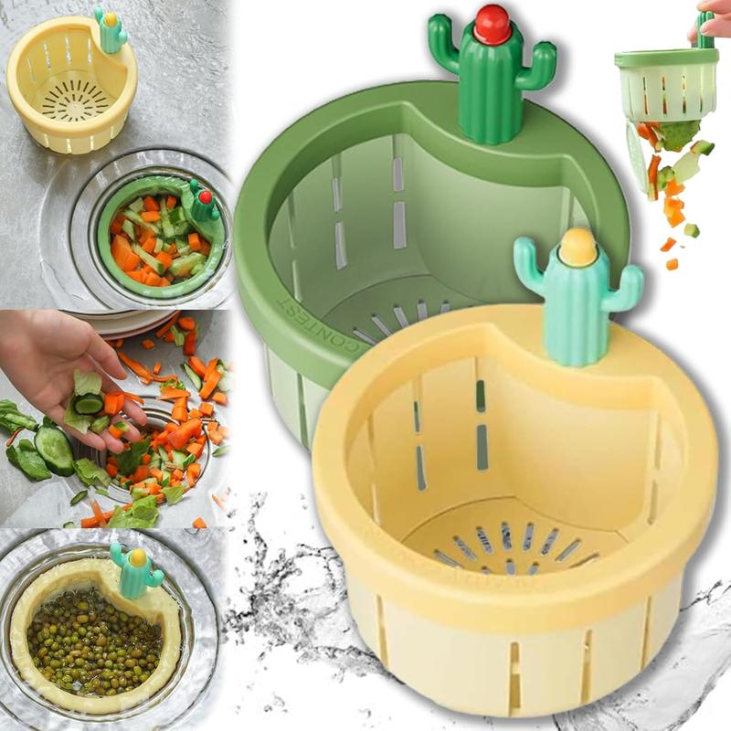 Stop Touching Soggy Sink Scraps –  One-Press Cactus Kitchen Sink Strainer