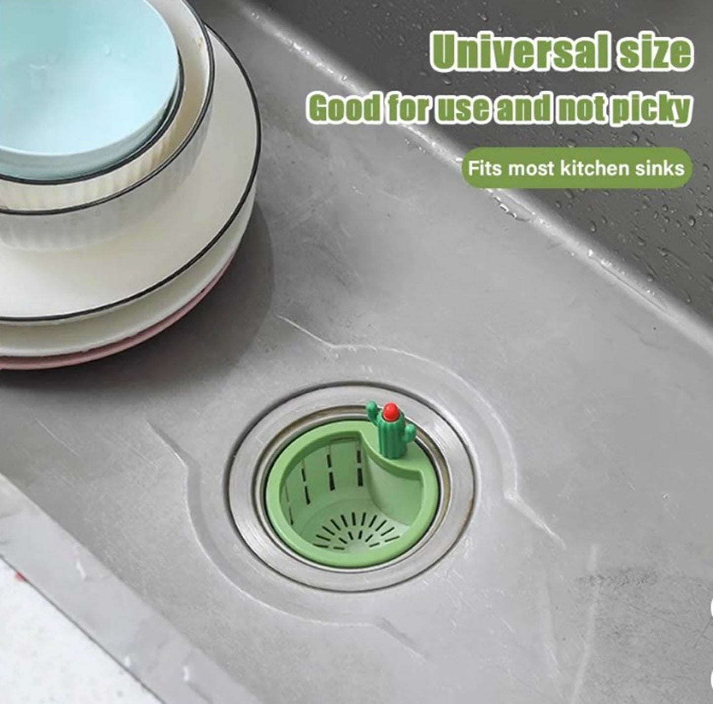 Stop Touching Soggy Sink Scraps –  One-Press Cactus Kitchen Sink Strainer