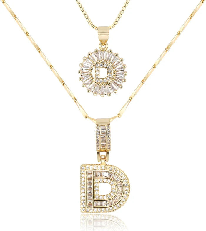 🎁 New Release Mother's Day Gift - 50% Off - Set of 2 - Initial Letter Pendant Necklace