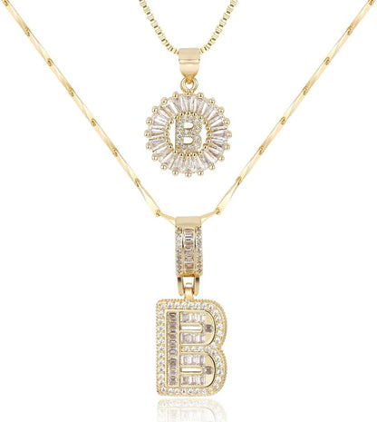 🎁 New Release Mother's Day Gift - 50% Off - Set of 2 - Initial Letter Pendant Necklace
