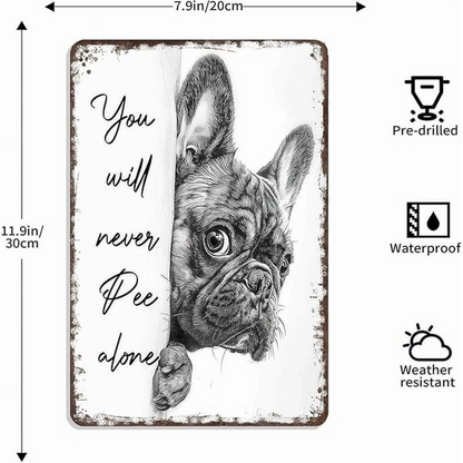 Funny Metal Tin Welcome Cat Sign For Bathroom